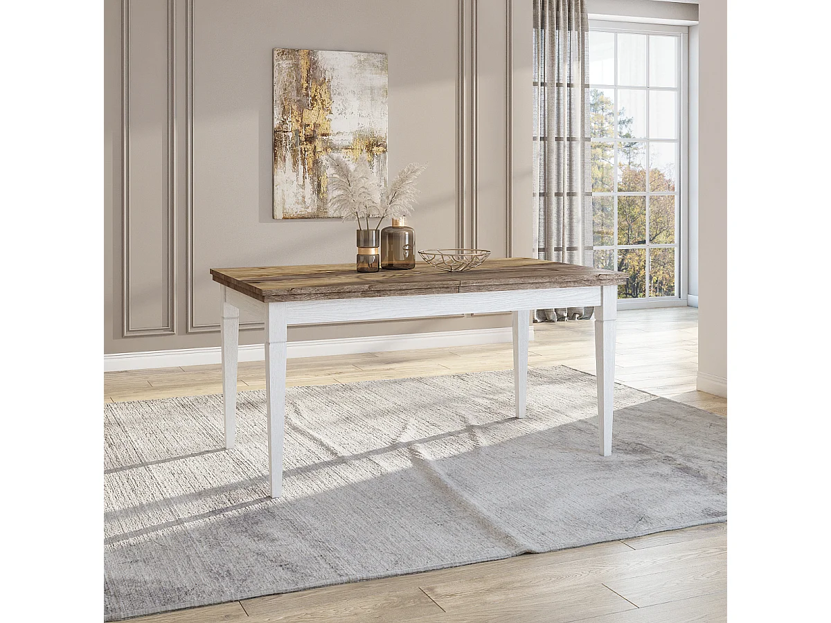 Martin Mesa de jantar extensível, 6-8 lugares, madeira branca