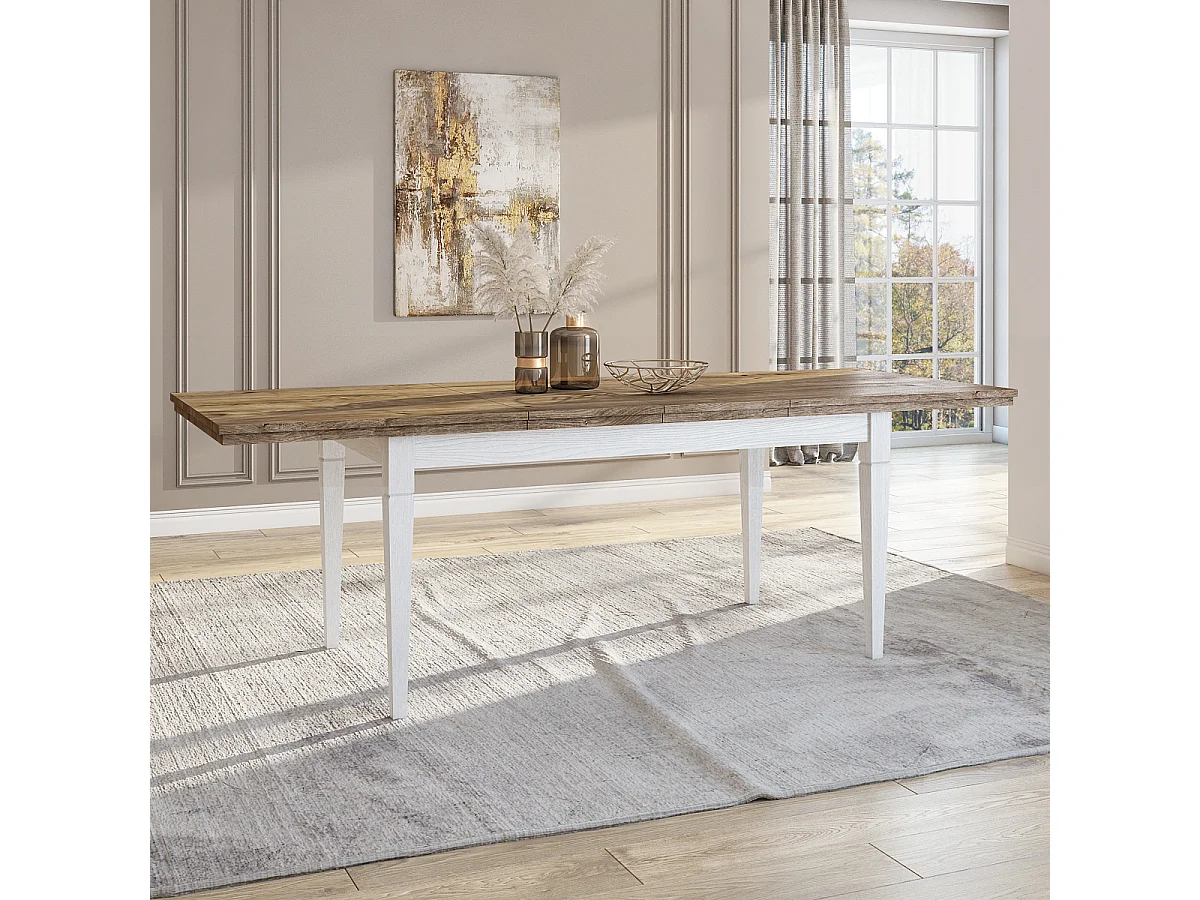 Martin Mesa de jantar extensível, 6-8 lugares, madeira branca