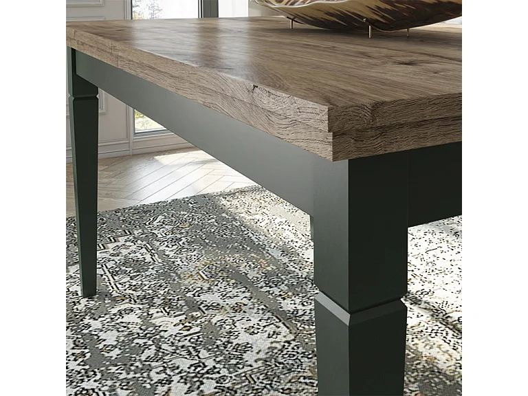 Table à manger extensible 6 à 8 places Martin Vert et Bois