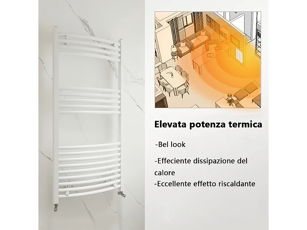 Termoarredo bagno scaldasalviette 1600x550mm interasse 50 bianco