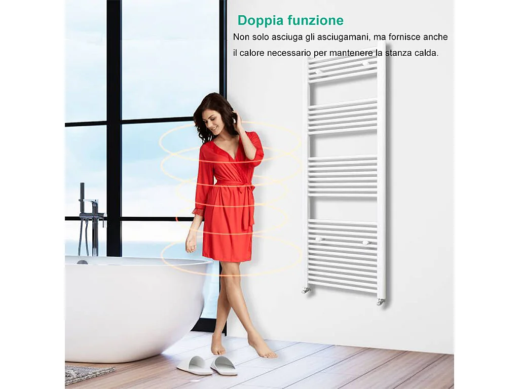 AICAIT Radiatore termoarredo scaldasalviette da bagno bianco 800x600mm interasse 55