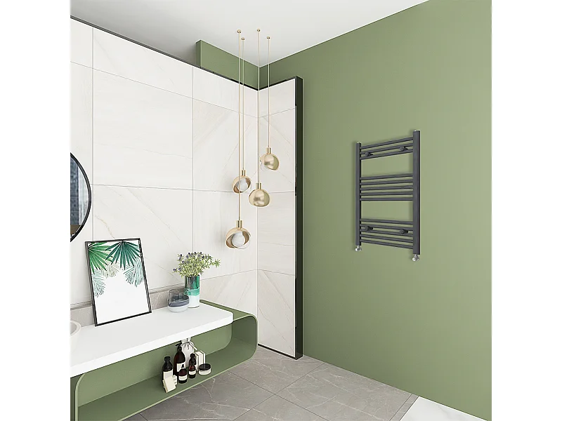 AICAIT Termoarredo Bagno Scaldasalviette Acciaio al carbonio Termosifone Antracitico 800x550mm