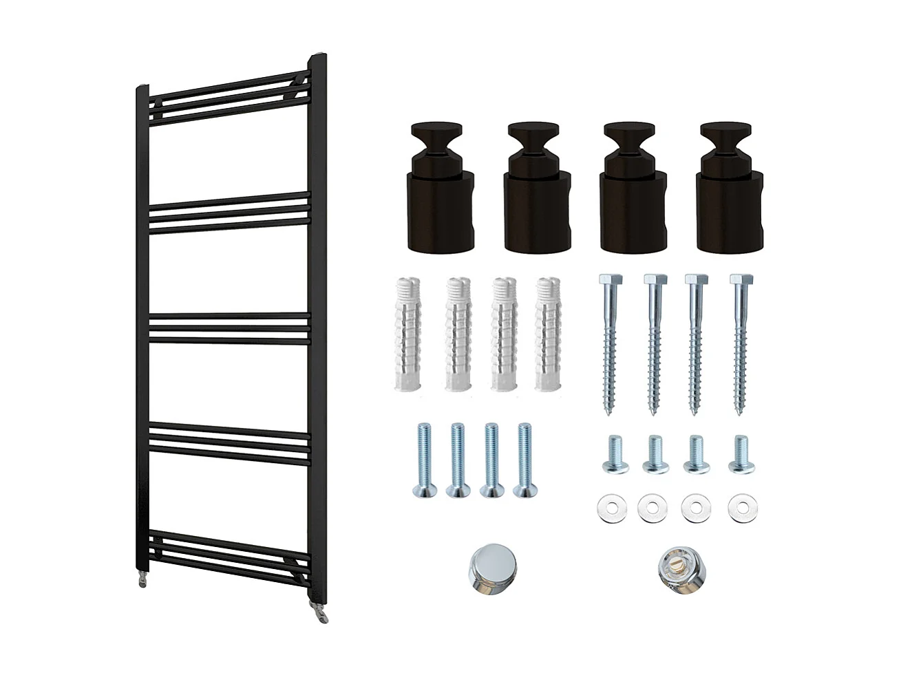 Termoarredo bagno scaldasalviette 1650x500mm interasse 45 nero