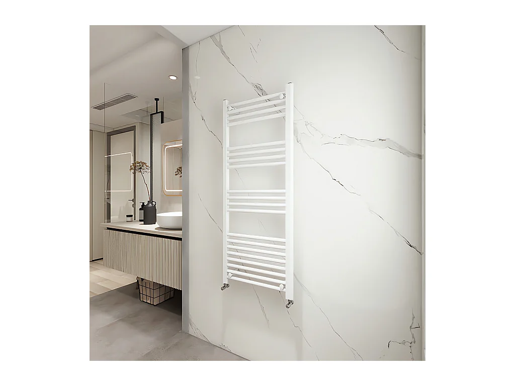 Termoarredo bagno scaldasalviette 1200x500mm interasse 45 bianco