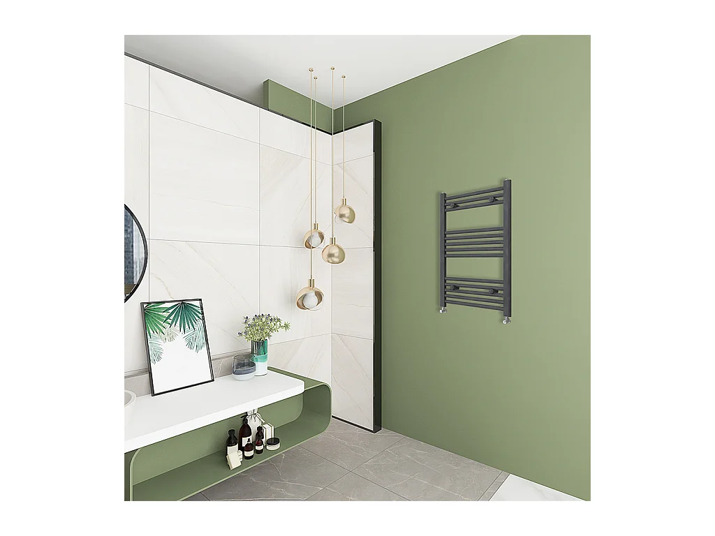 AICAIT Termoarredo Bagno Scaldasalviette Acciaio al carbonio Termosifone Antracitico 800x600mm