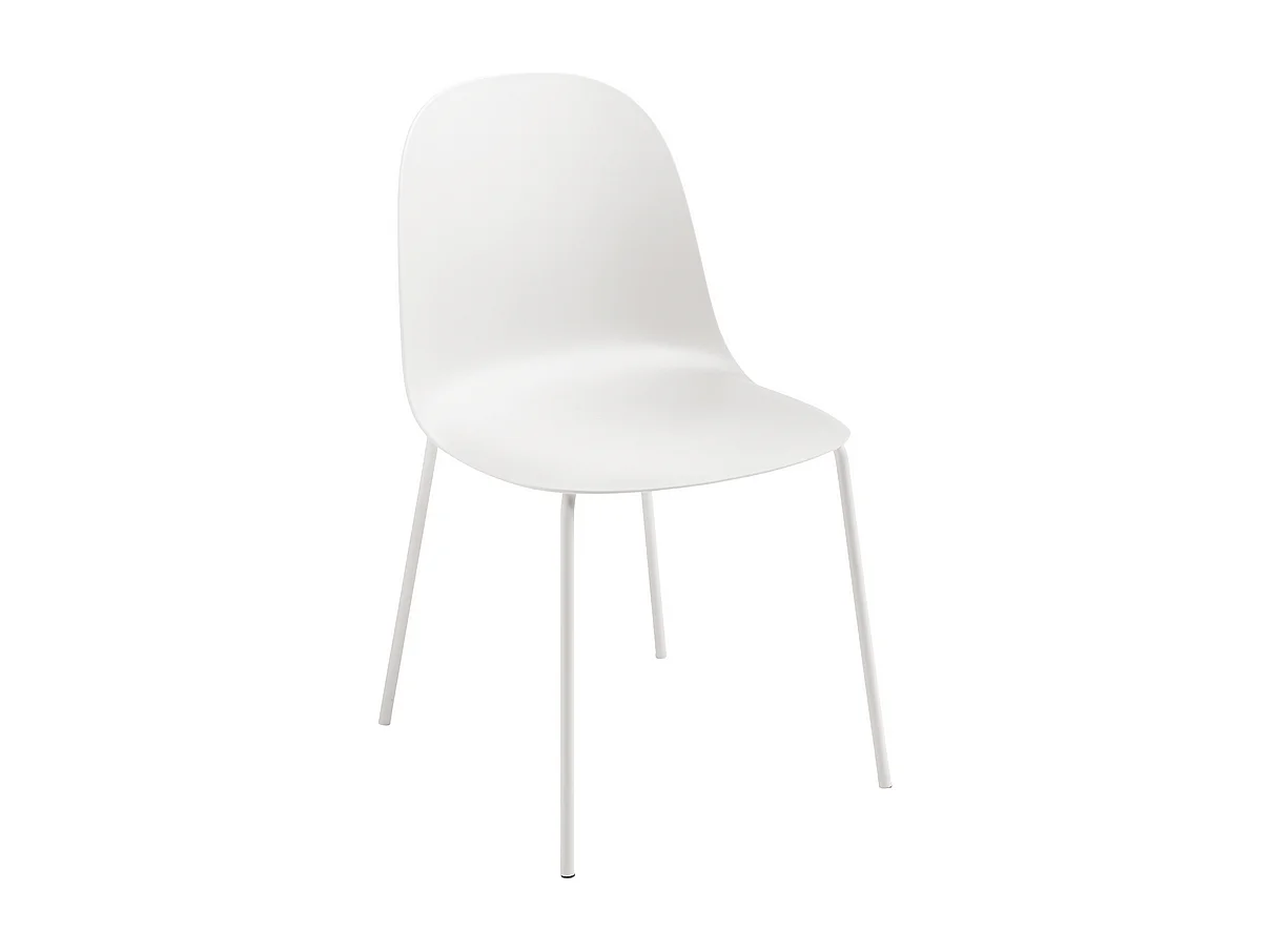 Set di 2 sedie moderne "Leandro" in polipropilene bianco con struttura in metallo cm 45x50 82h