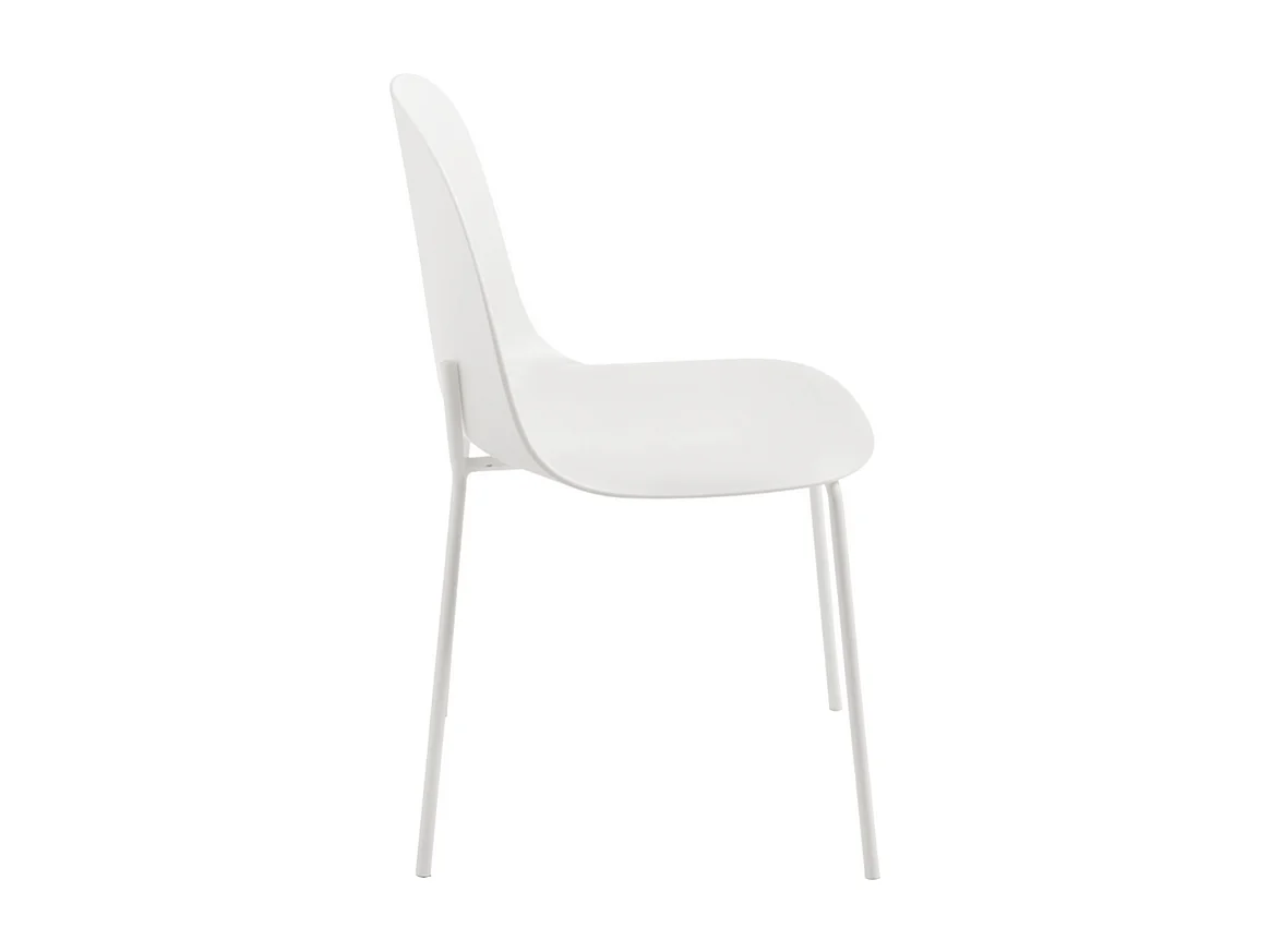 Set di 2 sedie moderne "Leandro" in polipropilene bianco con struttura in metallo cm 45x50 82h