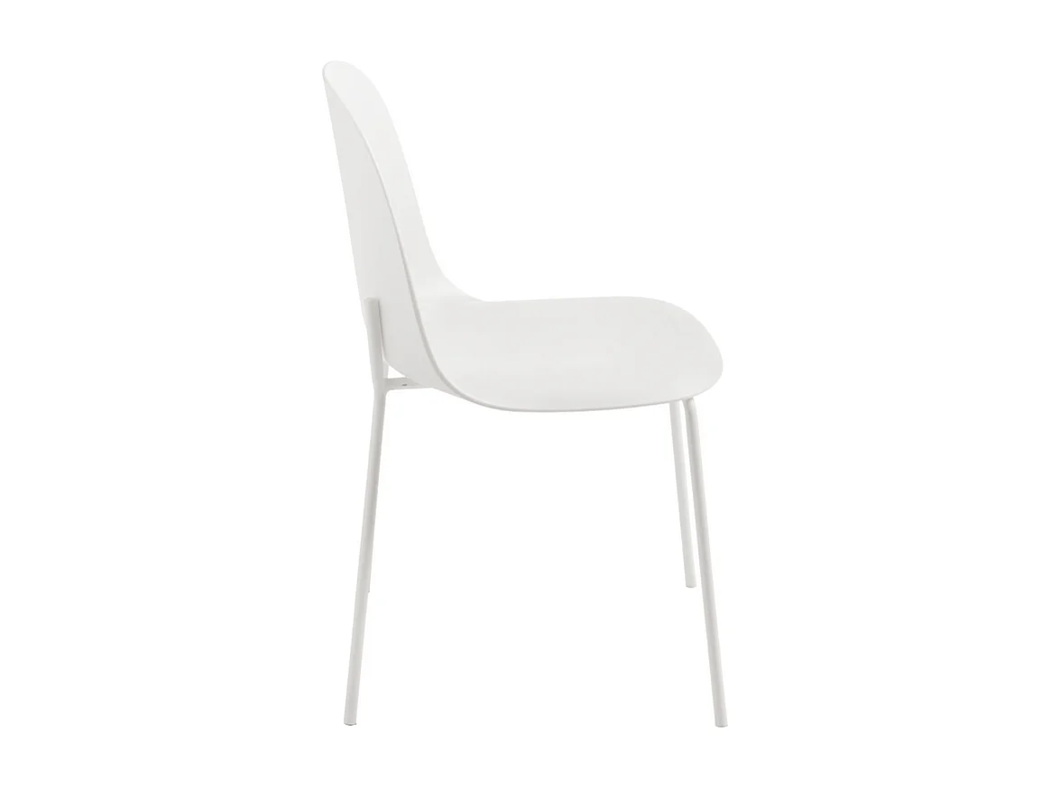 Juego de 2 sillas modernas "Leandro" en polipropileno blanco con estructura de metal cm 45x50 82h