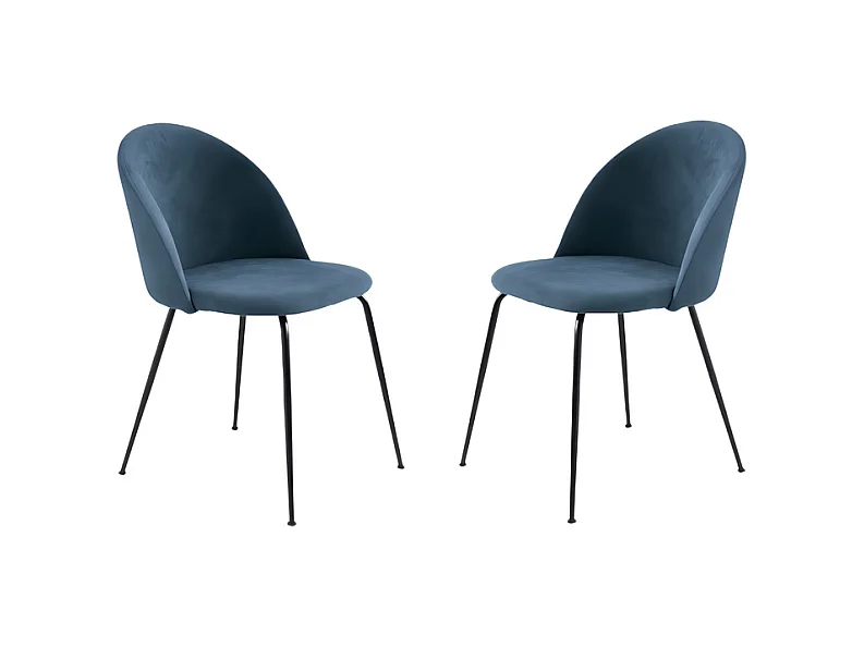 Set de 4 chaises en tissu bleu moderne "Prince" avec rembourrage cm 50x52 81h
