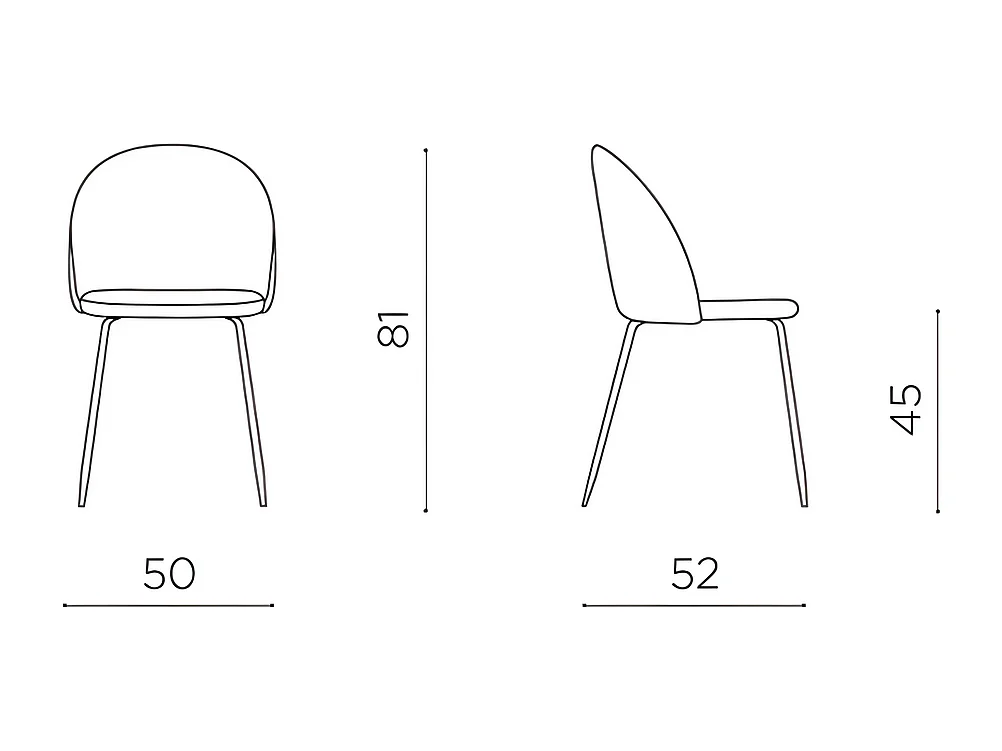Conjunto de 4 cadeiras em tecido moderno "Príncipe" com estofamento cm 50x52 81h