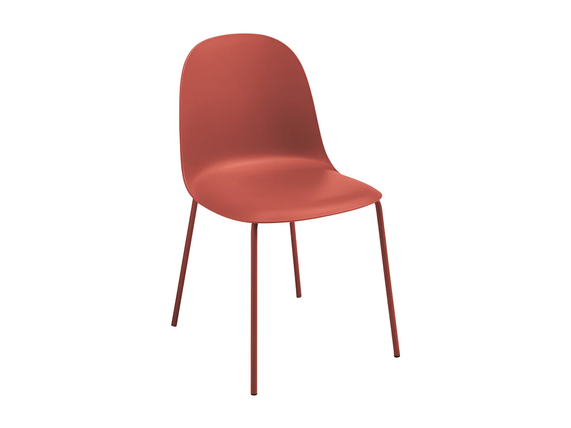 Set de 2 chaises modernes "Leandro" en polypropylène rouge avec structure en métal cm 45x50 82h