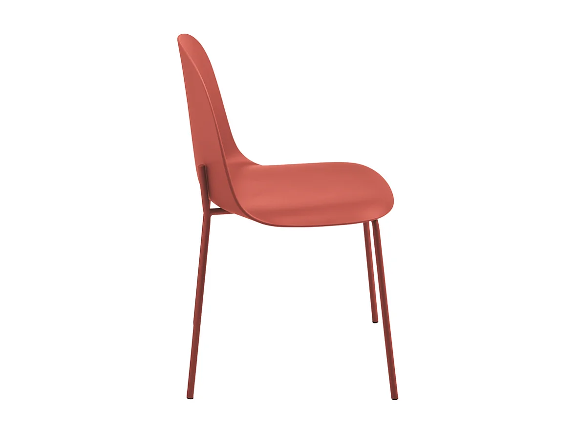 Set de 2 chaises modernes "Leandro" en polypropylène rouge avec structure en métal cm 45x50 82h