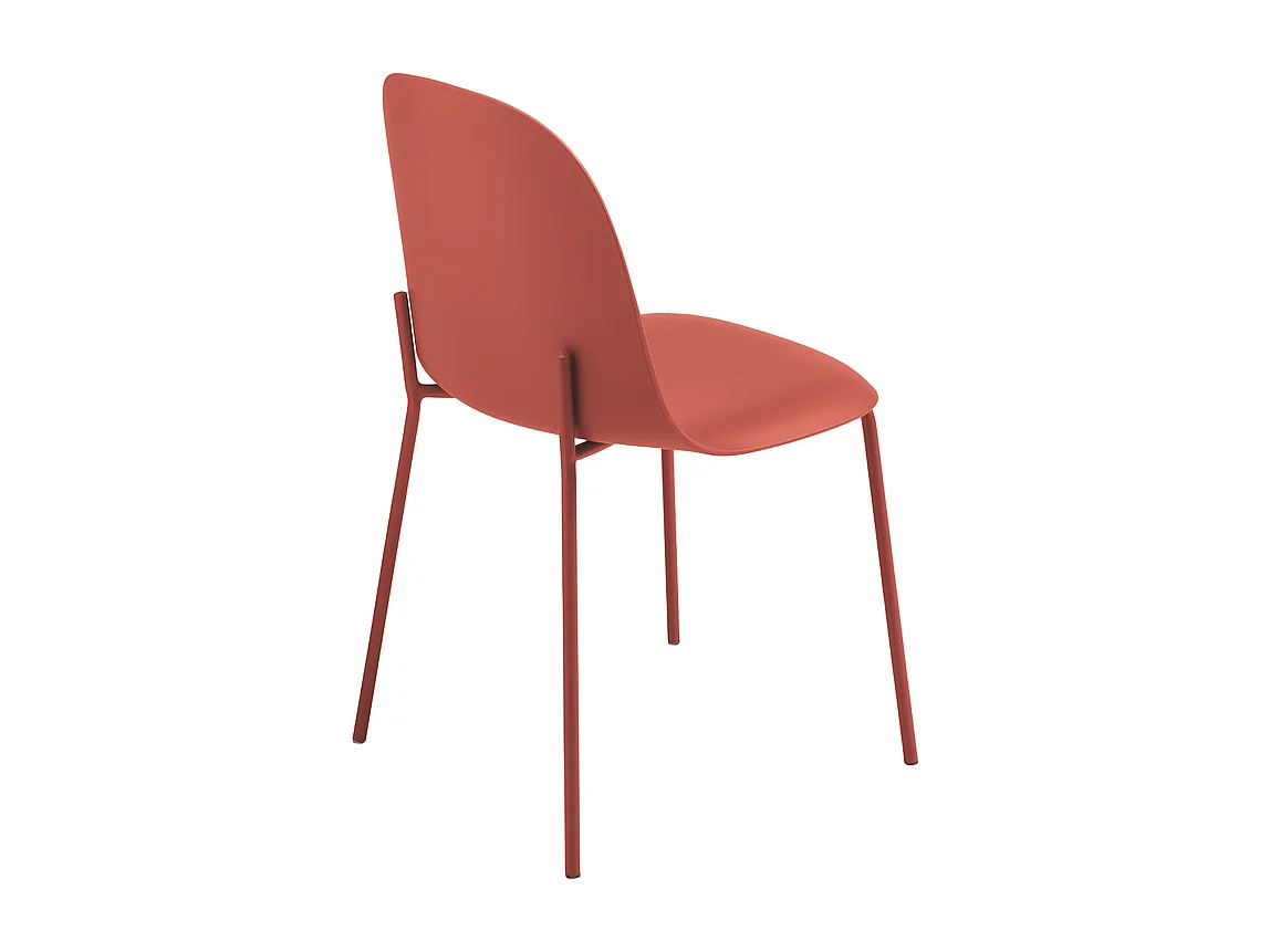 Set de 2 chaises modernes "Leandro" en polypropylène rouge avec structure en métal cm 45x50 82h