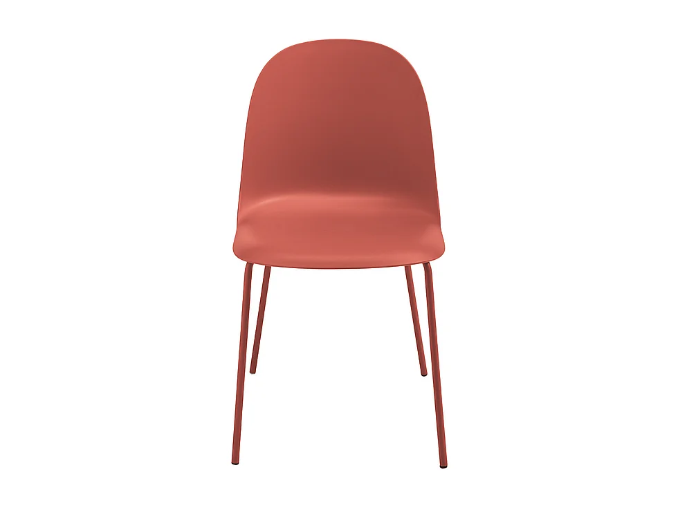 Set di 2 sedie moderne "Leandro" in polipropilene rosso con struttura in metallo cm 45x50 82h