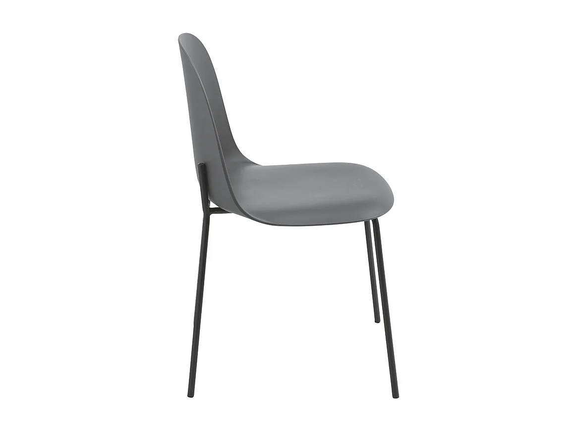Juego de 2 sillas modernas "Leandro" en polipropileno antracita con estructura de metal cm 45x50 82h