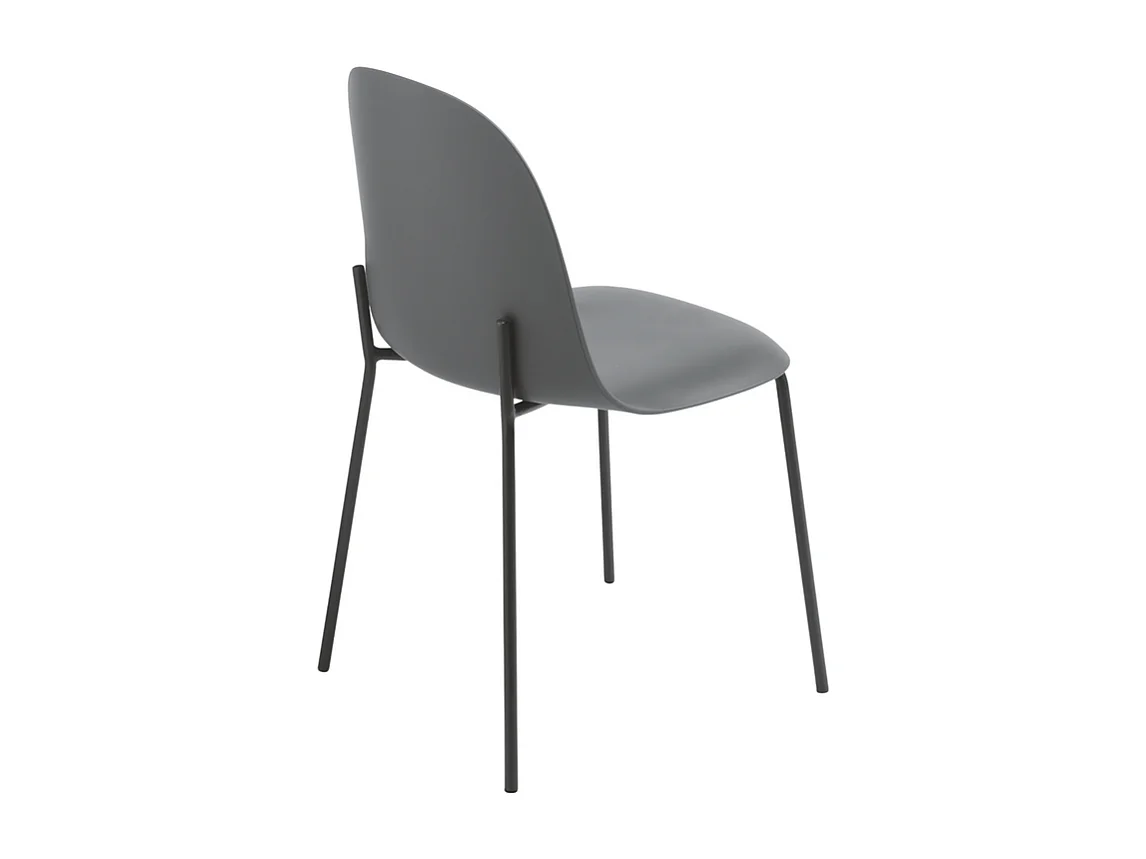 Juego de 2 sillas modernas "Leandro" en polipropileno antracita con estructura de metal cm 45x50 82h