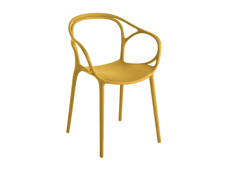 Conjunto de 2 cadeiras amarelas modernas "Mistral" para jantar em polipropileno versátil cm 57x55 80h