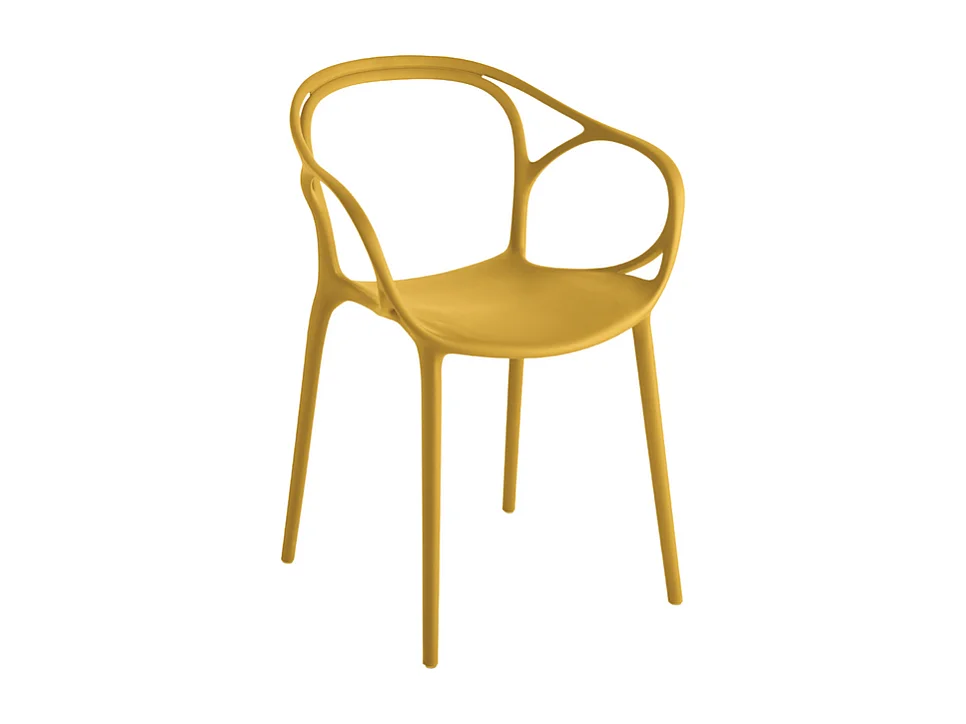 Conjunto de 2 cadeiras amarelas modernas "Mistral" para jantar em polipropileno versátil cm 57x55 80h