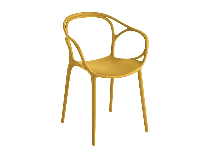Juego de 2 sillas amarillas modernas "Mistral" para el comedor en polipropileno versátil cm 57x55 80h