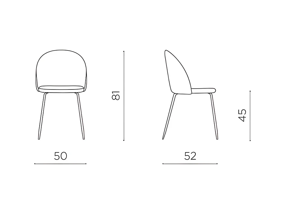 Conjunto de 4 cadeiras modernas de tecido antracite "Príncipe" com estofamento cm 50x52 81h