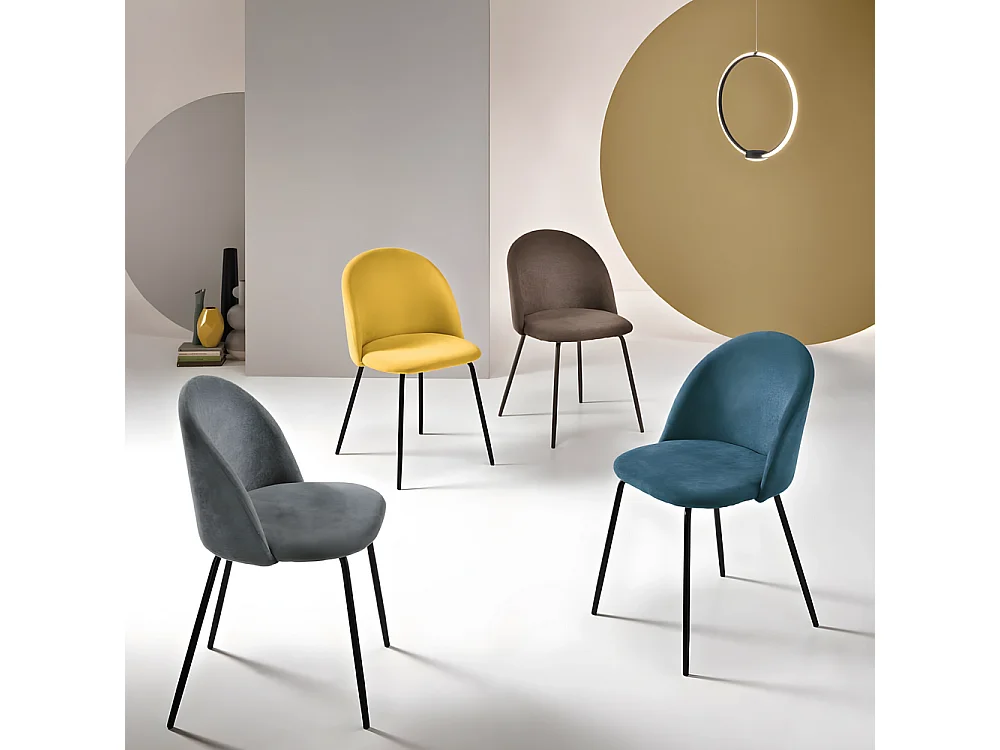 Conjunto de 4 cadeiras modernas de tecido antracite "Príncipe" com estofamento cm 50x52 81h