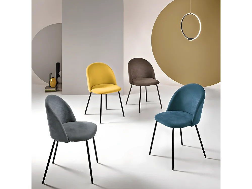 Juego de 4 sillas antracitas modernas de tela "Prince" con relleno cm 50x52 81h