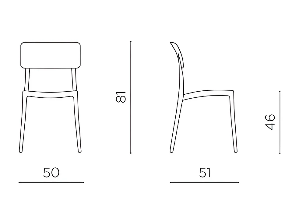 Lot de 4 chaises "Maribela" en polypropylène cm 50x51 81h