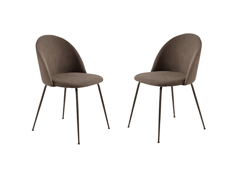 Set von 4 Stühle aus braunem Stoff "Prince" mit Polsterung und braunen Beinen cm 50x52 81h