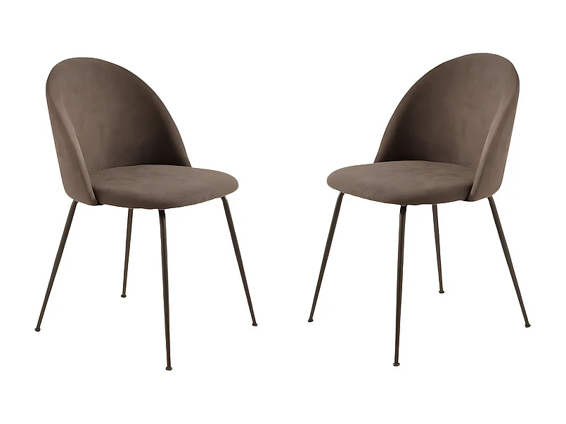 Set de 4 chaises en tissu marron moderne "Prince" avec rembourrage et pieds marron cm 50x52 81h