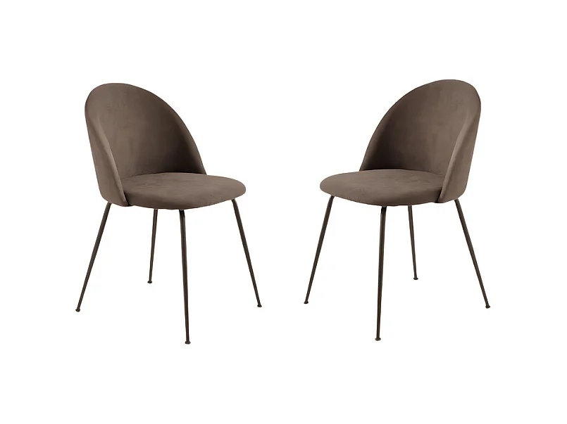 Set de 4 chaises en tissu marron moderne "Prince" avec rembourrage et pieds marron cm 50x52 81h