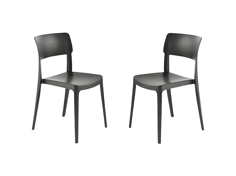 Lot de 4 chaises empilables anthracite "Maribela" en polypropylène cm 50x51 81h