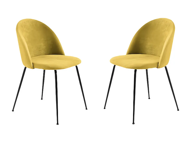 Set di 4 sedie gialle in tessuto moderne da pranzo "Prince" con imbottitura cm 50x52 81h