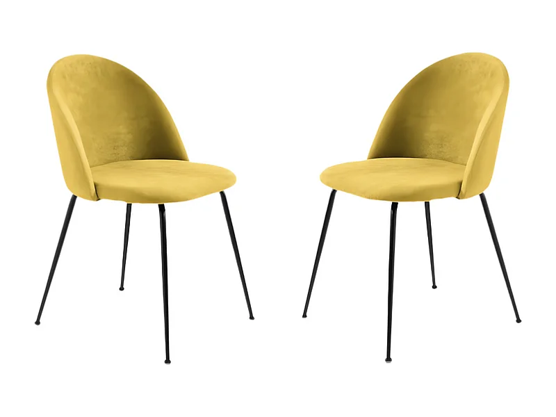 Conjunto de 4 cadeiras de jantar de tecido amarelo moderno "Príncipe" com estofamento cm 50x52 81h