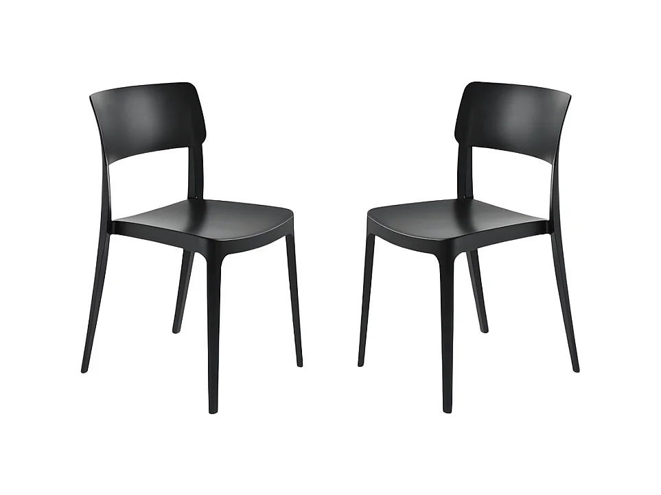 Lot de 4 chaises empilables noires "Maribela" en polypropylène cm 50x51 81h