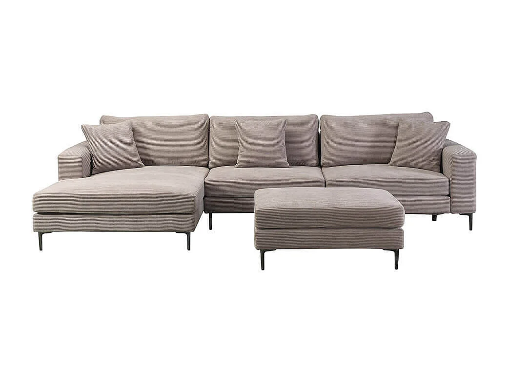 Home Deluxe Canapé BELLANO Beige L 340 x 188 x 94 cm - Ottomane : Gauche