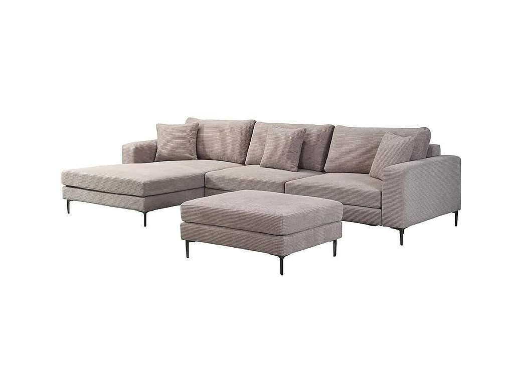 Home Deluxe Canapé BELLANO Beige L 340 x 188 x 94 cm - Ottomane : Gauche