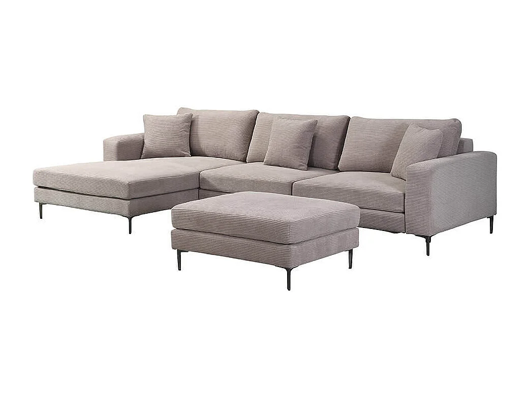 Home Deluxe Canapé BELLANO Beige L 340 x 188 x 94 cm - Ottomane : Gauche