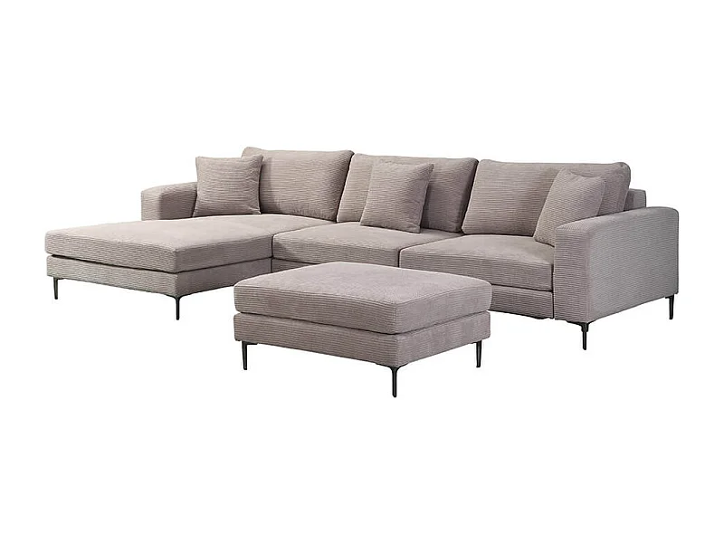 Home Deluxe Canapé BELLANO Beige L 340 x 188 x 94 cm - Ottomane : Gauche