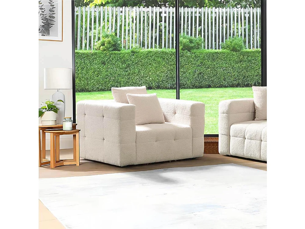 Home Deluxe - Teddy Fauteuil Bouclé COMO - 132 x 92 cm Beige