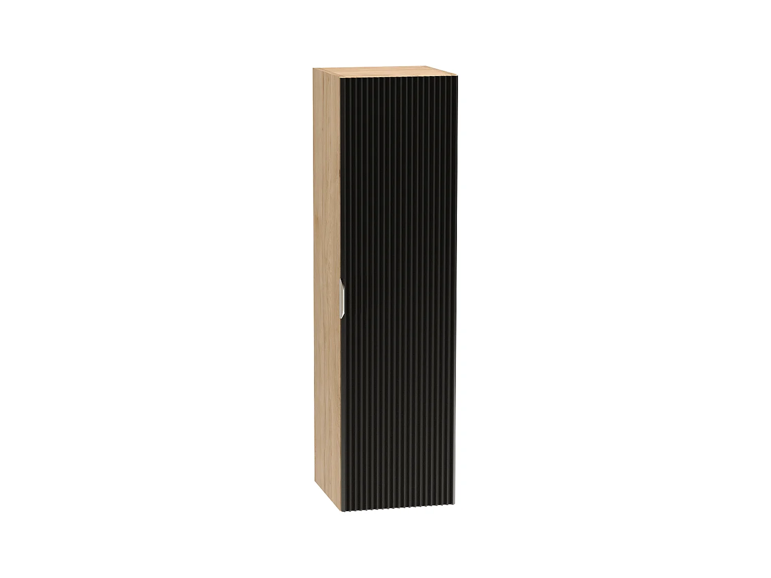 Meuble colonne suspendu de salle de bain WENA, façades cannelées, Willy, 120x33x33 cm, Noir/Noyer