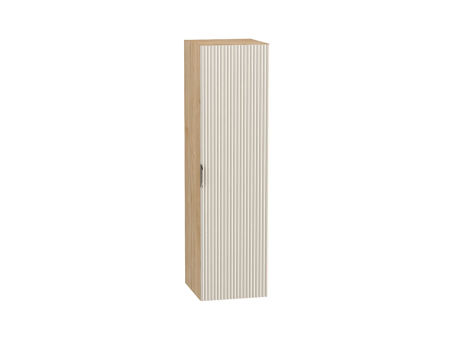 Meuble colonne suspendu de salle de bain WENA, façades cannelées, Willy, 120x33x33 cm, Cachemire/Noyer