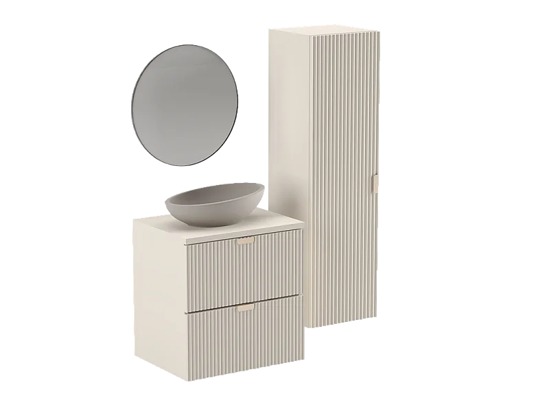 Hangende badkamerkolom WENA, gecanneleerde fronten, Willy, 120x33x33 cm, Kasjmir