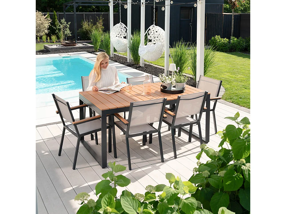 Table de jardin HOME DELUXE SIERA – 160 x 90 cm en aluminium robuste | Salon de jardin, salon de jardin, table de balcon
