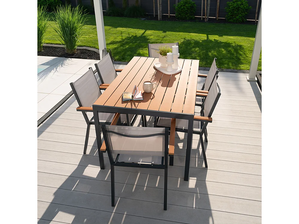 HOME DELUXE CANTOS SEDIA salon de jardin 150 x 90 cm salon de jardin, salon, table en aluminium, table de balcon