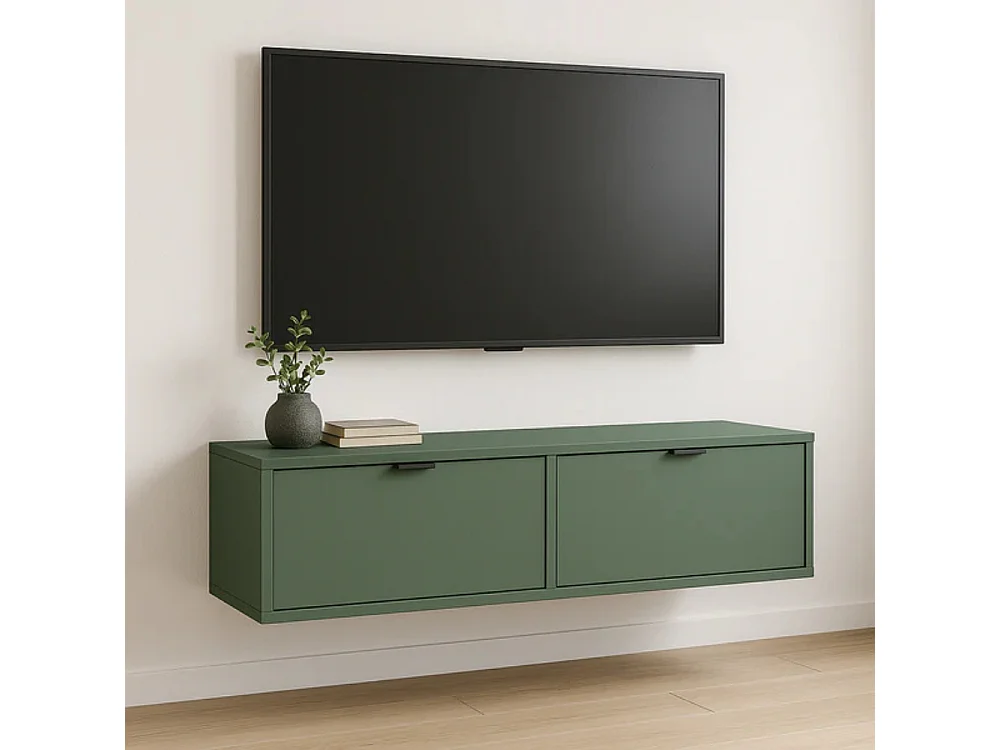 TV-Schrank WENA, glatte Fronten, Aura, 140x30x33 cm, Grün