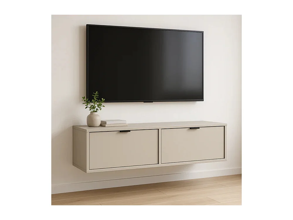 Meuble de télévision WENA, fronts lisses, Aura, 140x30x33 cm, Cachemire