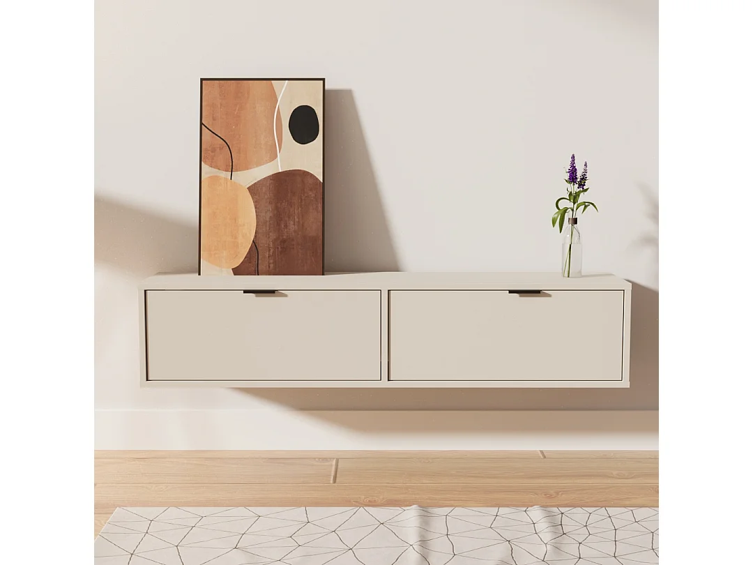 Meuble de télévision WENA, fronts lisses, Aura, 140x30x33 cm, Cachemire