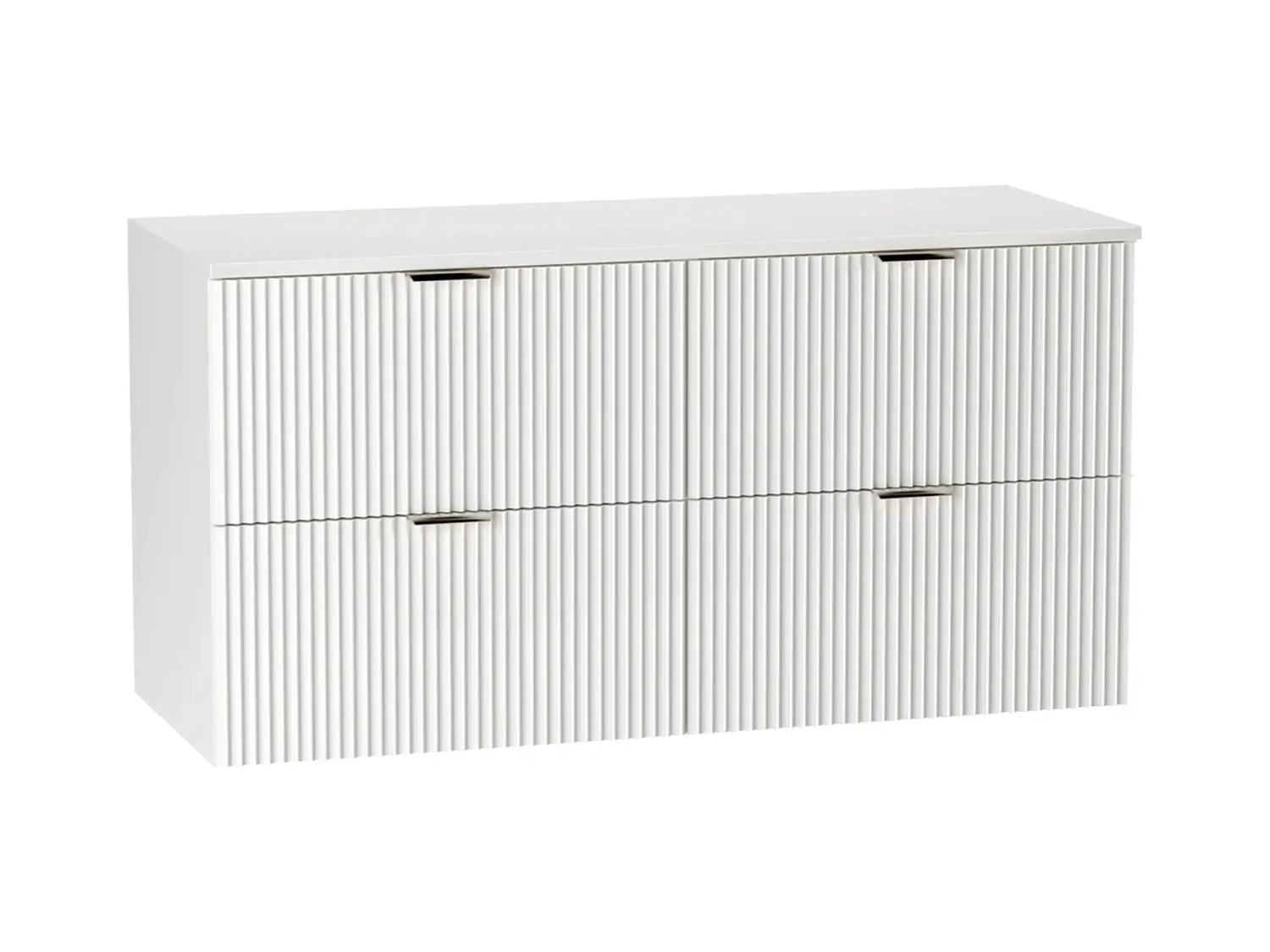 Meuble lavabo WENA, façades cannelées, Willy, 120x60x47 cm, Blanc