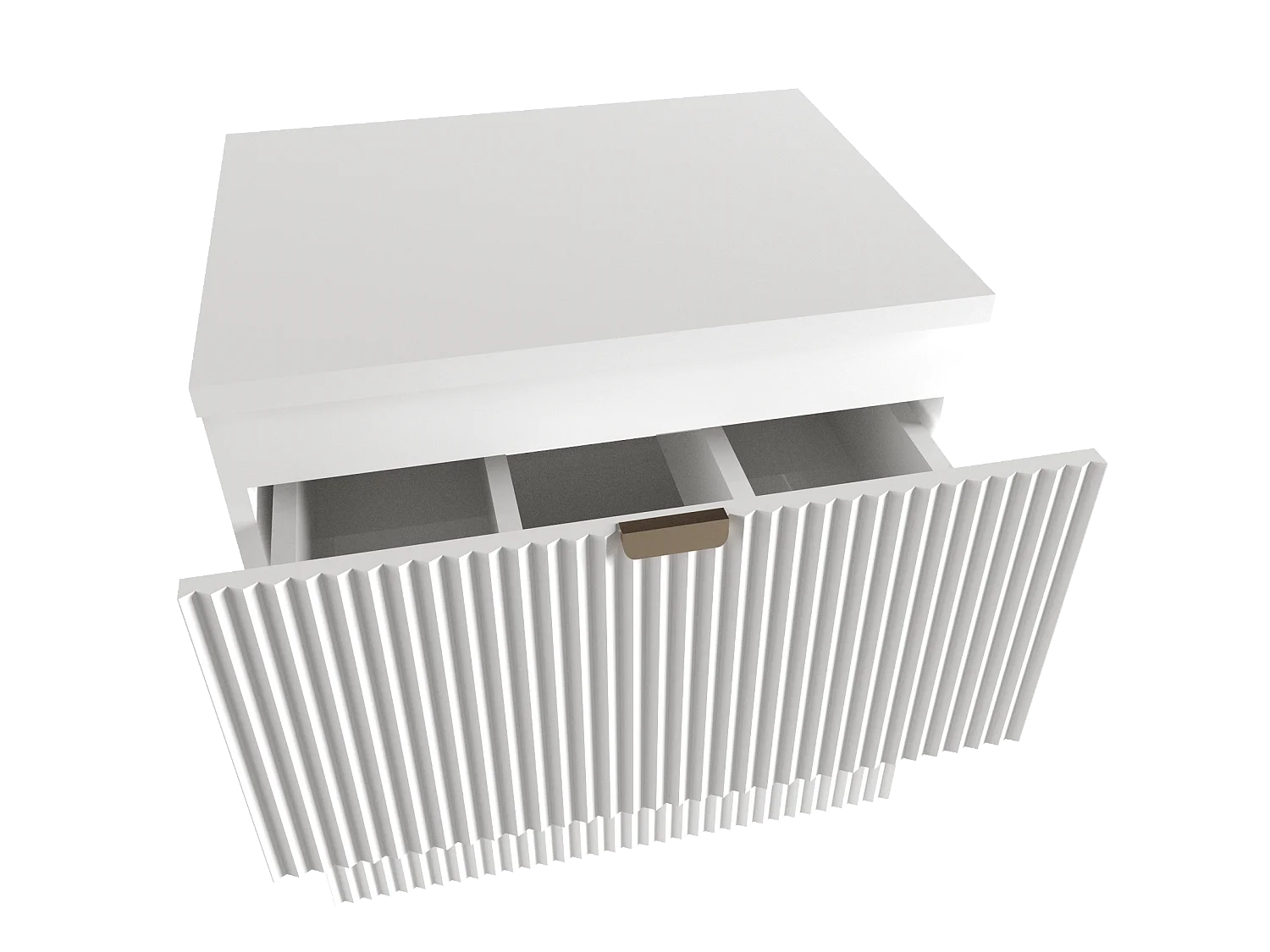 Meuble lavabo WENA, façades cannelées, Willy, 120x60x47 cm, Blanc