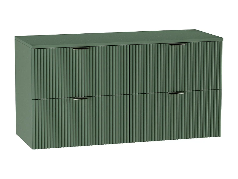Meuble lavabo WENA, façades cannelées, Willy, 120x60x47 cm, Vert